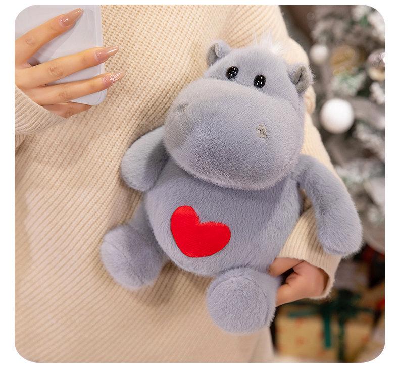 Creative Long Plush Heart Hippo Toy with Big Belly
