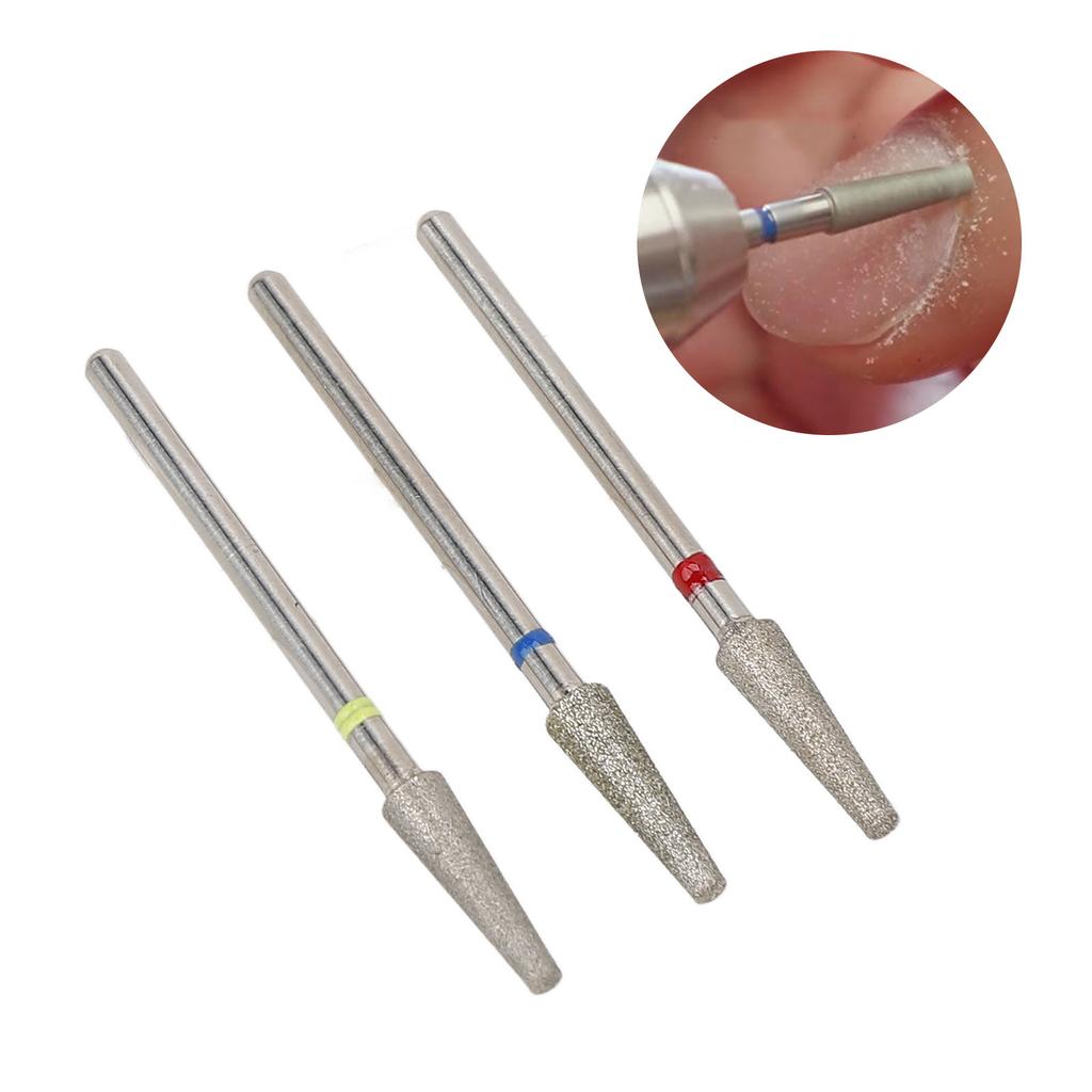3pcs Nail Drill Bits Professional Russian Style Front Replaceable Grinding Head for Nail Polishing and Removal