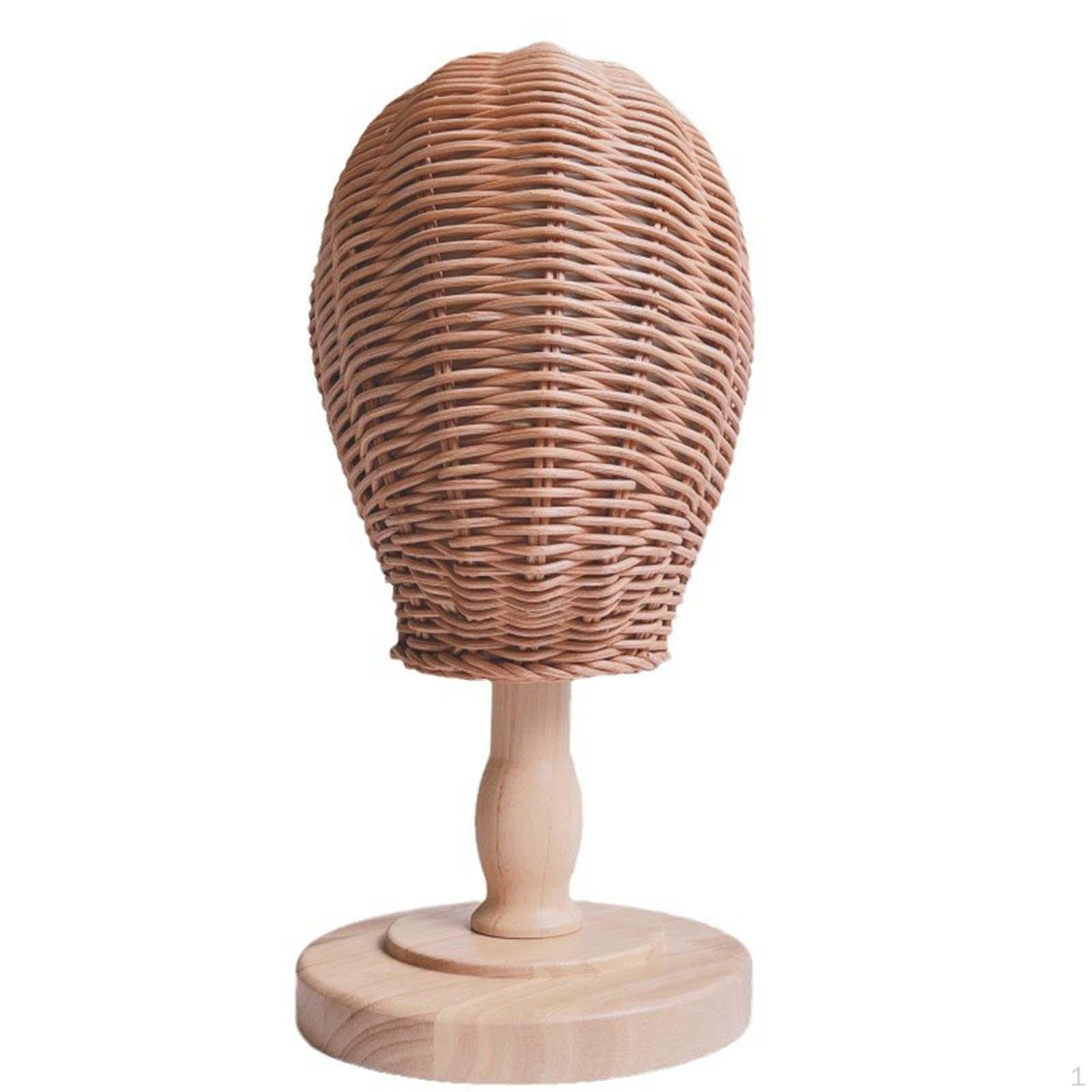 

Hat Display Holder Rack Rattan Mannequin Head Stand Unique Portable Decorative Wig for retro base