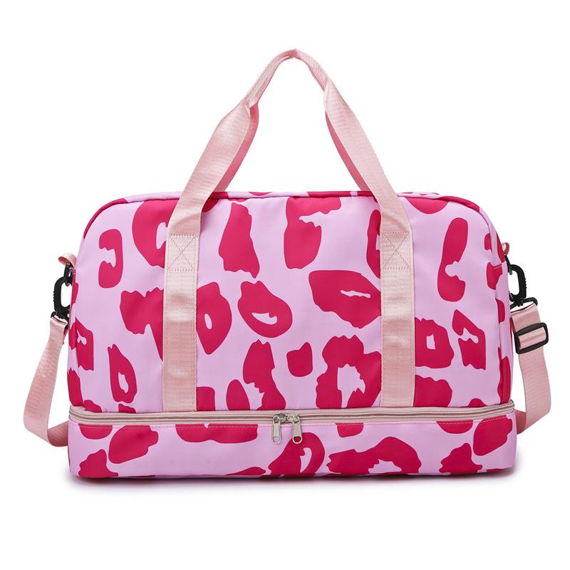 Large capacity portable striped fitness bag can be set with trolley case, women's business trip travel bag, portable luggage storage bag