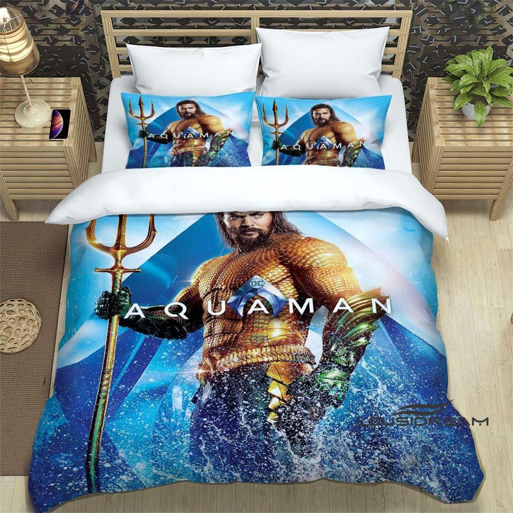 The *Aquaman* fantasy movie duvet cover and pillowcase bedding set is the perfect choice for decorating boys' and girls' bedroom
