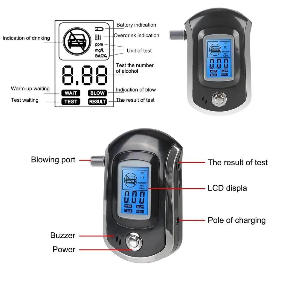 Mini Breathalyzer Digital LCD Diagnostic Tool Professional Alcohol Tester Car Detector For Drivers