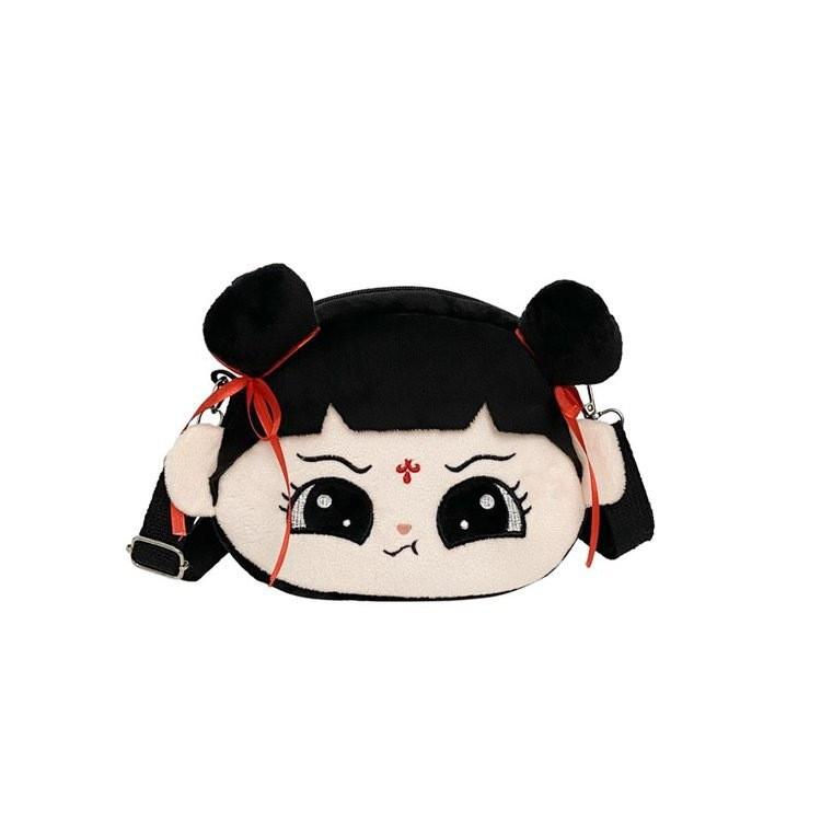 Nezha Cute Laughing And Big Eyed Expression Cartoon Embroidery Plush Backpack