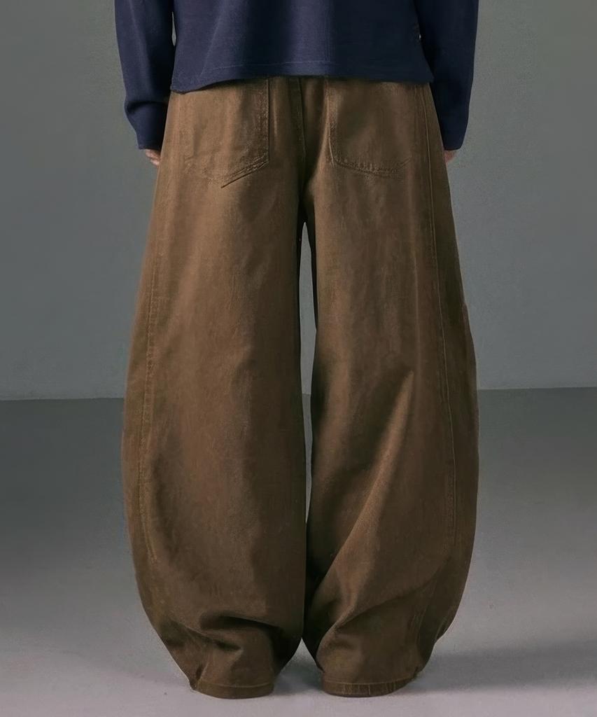 LXT Natural Washed Cotton Wide Straight Pants [Brown]