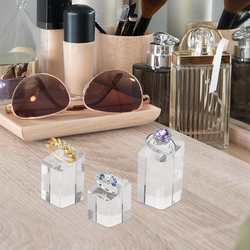 3Pcs Acrylic Ring Presentation Stands Sleek Jewelry Organizers Ideal for Jewelry Stores and Personal Collections