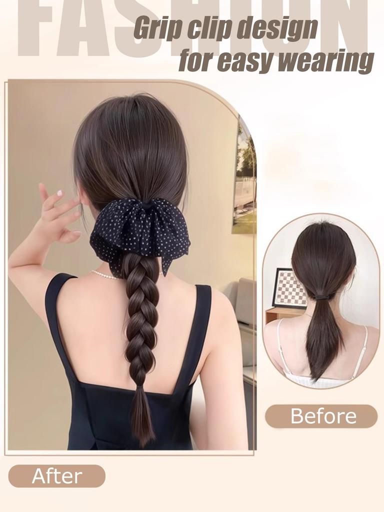 Braids Ponytails Synthetic Wig Polka Dot Bow Hair Accessories Braided Ponytail Wig Bow Hair Accessories Braided Wig