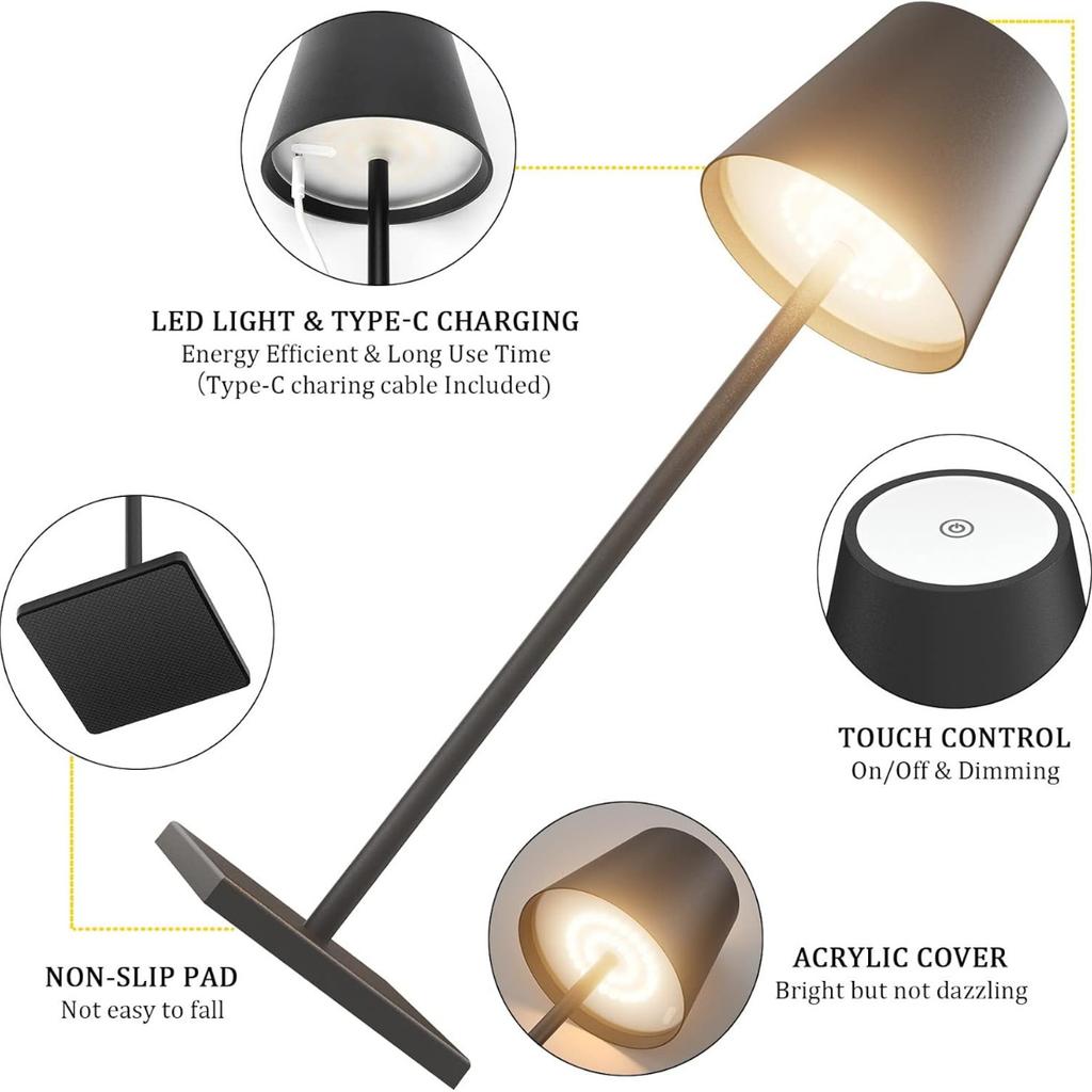 Severská LED stolní lampa dobíjecí dotykové stmívání stolní lampa dekorace ložnice domov el kavárna minimalistická dekorace místnosti