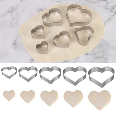 Set de 5 bucăți Forme de tăiat biscuiți în formă de inimă din oțel inoxidabil Ustensile de patiserie pentru realizarea produselor de patiserie