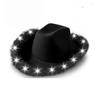 Light Up Cowgirl Hat Feather Edge Shiny LED Cowboy Hat Five Pointed Star Hats Performance Costume Cap Birthday Party Costumes