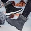 Couple Lace-up Snow Boots Fur-lined Half Boots Plush Cotton Shoes Anti-slip Winter Warm Outdoor Sneakers Wear-resistant