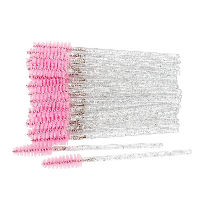 Einweg Kristallgriff Wimpernbürsten, Weiche Spiral-Mascara-Bürsten, Augenbrauenbürste, Wimpernverlängerungswerkzeug 50 Stück