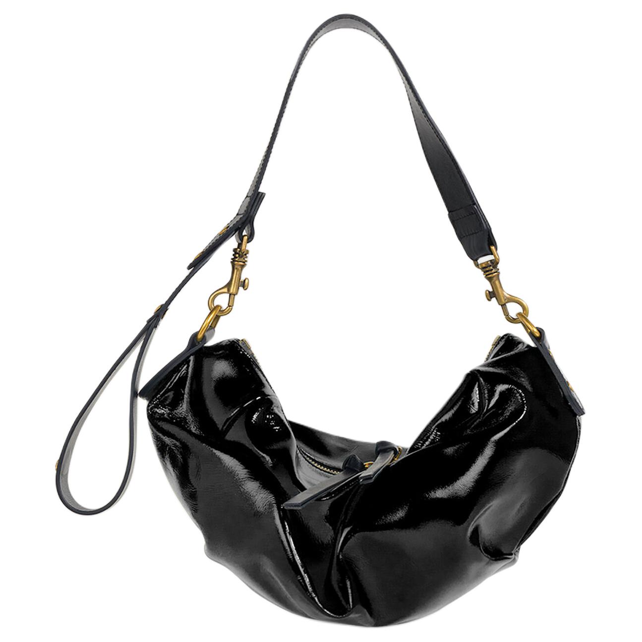 

VIVIENNE WESTWOOD Agnes Detachable Strap Zipper Closure Leather Handbag Small Women Handbags Black 8050889987918 Basic Set (Bag+Dust Bag)