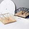 Wooden Base Flat Napkin Holder Metal Serviette Holder Reusable Tissue Organizer  Restaurant