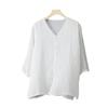 2024 Summer Lightweight Cotton Linen V-Neck Blouse - Zen Style, Plus Size, Mid-Sleeve, Comfortable, White Shirt