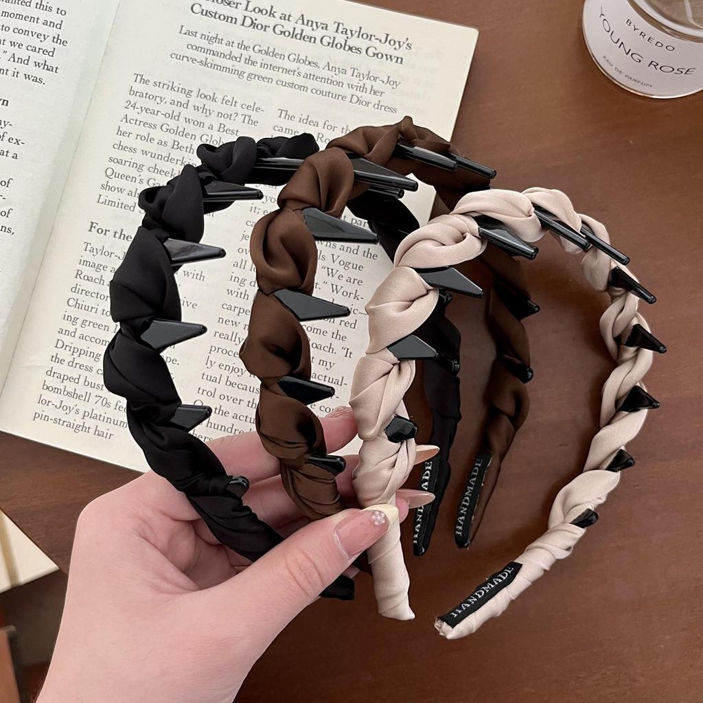 High-End Women's Bow Headband with Teeth - 2025 Face Washing & Hair Pressing Accessory