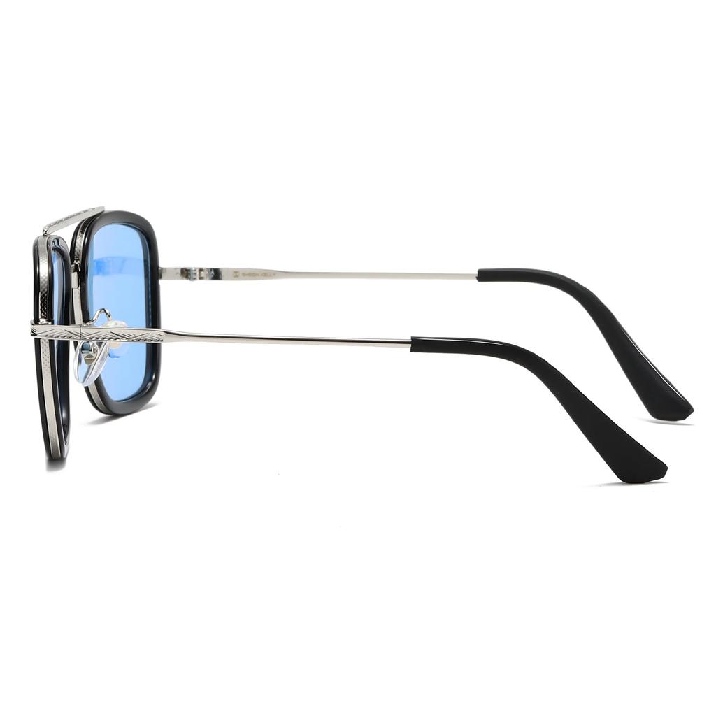 [SHEEN KELLY] Retro Square Sunglasses for Men and Women - Fashion Fine Frame Metal Frame Trend Sunglasses