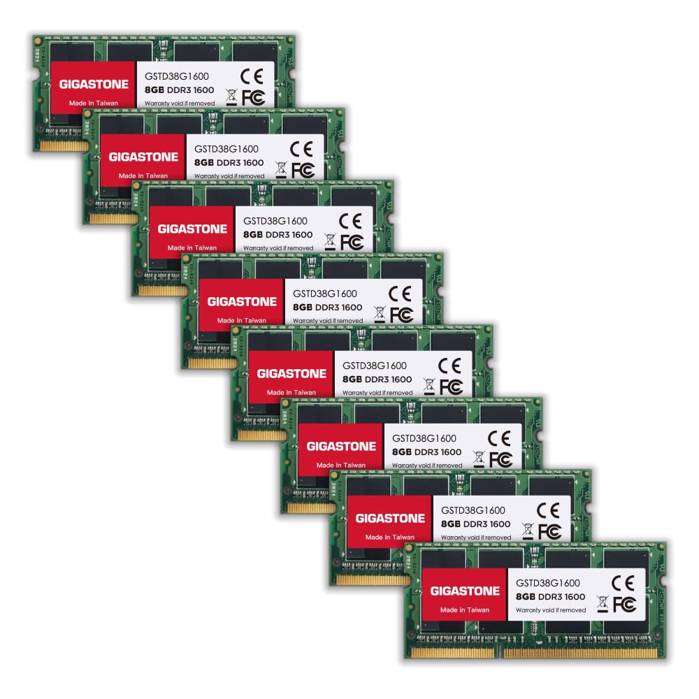 

GIGASTONE 8GBx8 1600MHz CL11 2Rx8 SODIMM 204 Pin Unbuffered Laptop Memory Module Upgrade [Memory DDR3] (64GB Kit) DDR3/DDR3L (1333MHz) PC3-12800
