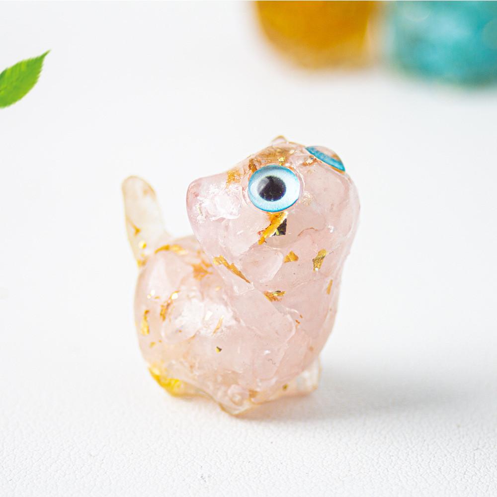 Crystal Resin Cat Figurine With Colorful Shell Decor For Office Desk Gift