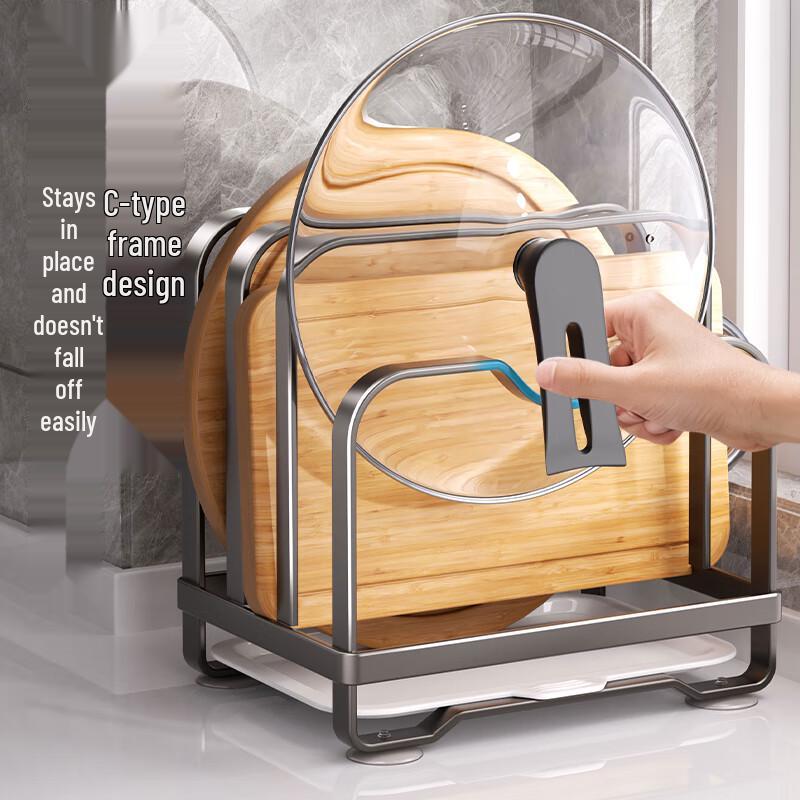 Jia Du Carbon Steel Countertop Kitchen Organizer for Cutting Boards, Pot Lids, and Knives