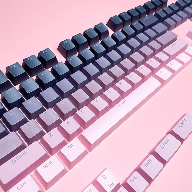 Ergonomic OEM Profile PBT Keycap Set, Front Printed Double Shot Keycap with Shine Through for Mechanical Keyboards