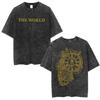 Anime Vintage Acid Washed T Shirts Mens Women Cotton Short Sleeves Oversized Y2K Top