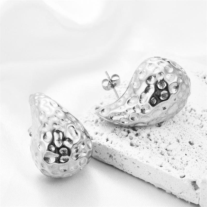 Vintage Chunky Dome Drop Earrings For Women Gold Plated Stainless Steel Thick Teardrop Earring Statement Wedding Zircon Gifts