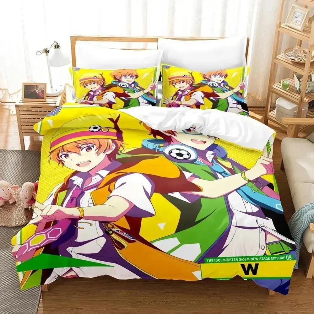 Set de lenjerie de pat 3dAnime Idolmaster SideM Husă de plapumă Set de pat Husă de pilotă Față de pernă Plapumă king Queen Size Băieți Adulți Set de lenjerie de pat