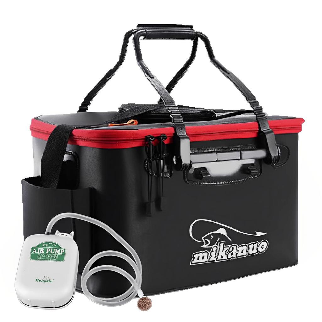 MIMIA Bucket and Pump Set, Fishing Gear, Fishing Rod Set, Water Pump, Folding Fishing Tackle (Black: Bucket & Pump)