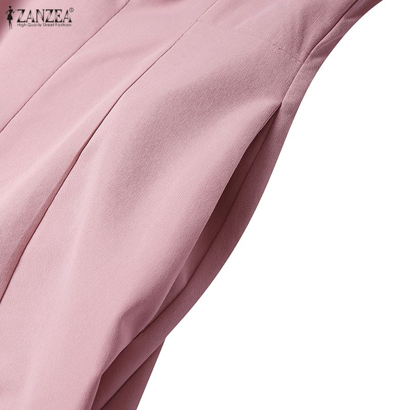 ZANZEA Women V-Neck 3/4 Sleeve Loose Casual Dress