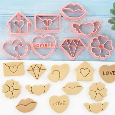 Valentine's Day Cookie Mold 8pcs Love Shaped Cookie Cutters Set Biscuit Mold Confectionery Stamp Baking Pastry Bakeware Tools