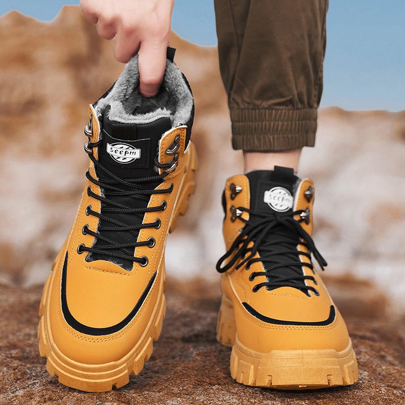 Winter Snow Boots For Men Keep Warm Cotton Shoes Outdoor Hiking Shoes Plush Warm High Ankle Boot Man Sneakers