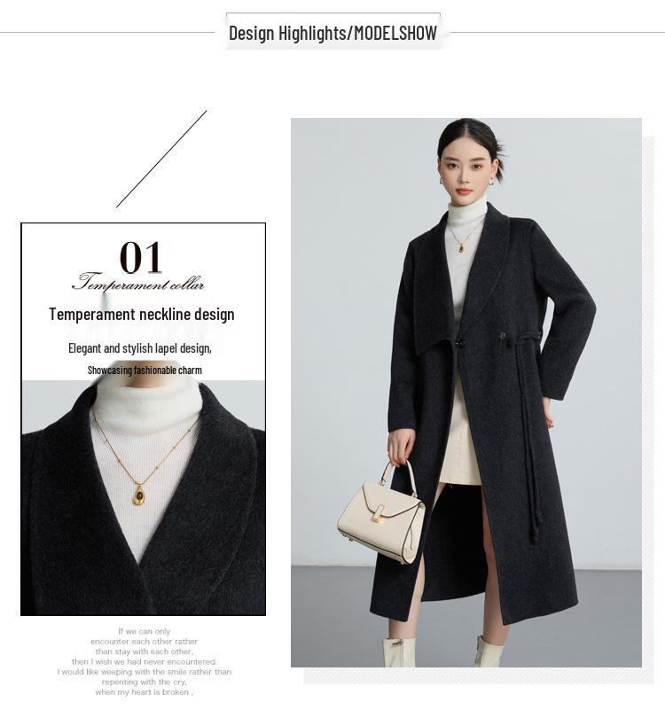 Elegant Double-Sided Cashmere Coat for Middle-Aged Women - Autumn/Winter 2025 Collection.
