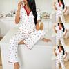 Fashion Women's Two-piece Loungewear Set, Printed Short-sleeve Top & Full-length Pants, Comfortable Sleepwear for Everyday & Relaxation