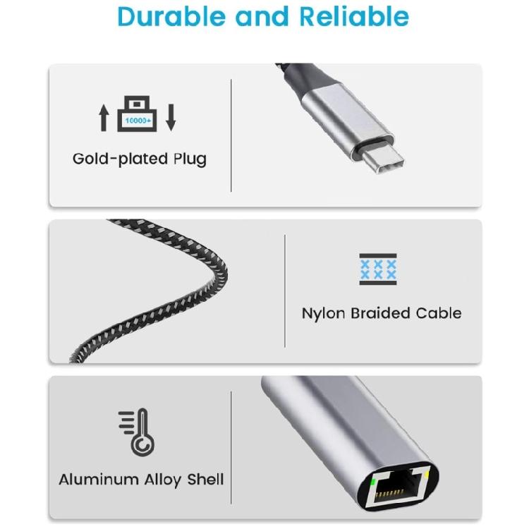 USB C to Ethernet Adapter Type C to Ethernet LAN Networking Adapter Gigabit RJ45 Internet Adapter for Laptop Desktop