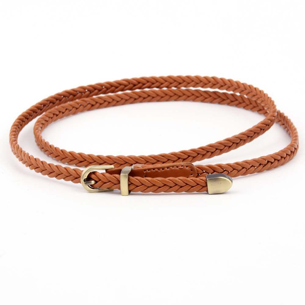 Thin Hand-woven Casual Retro Girls Waist Belt Braided Belts Pin Buckle Waistband