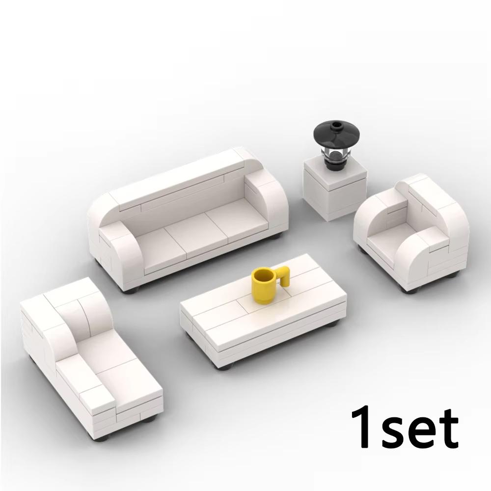City Furniture Baustein Figuren Teile Essen Haus Buch Stuhl Sofa Küche TV Zubehör Set Diy Kinderspielzeug Bett Computer Stein