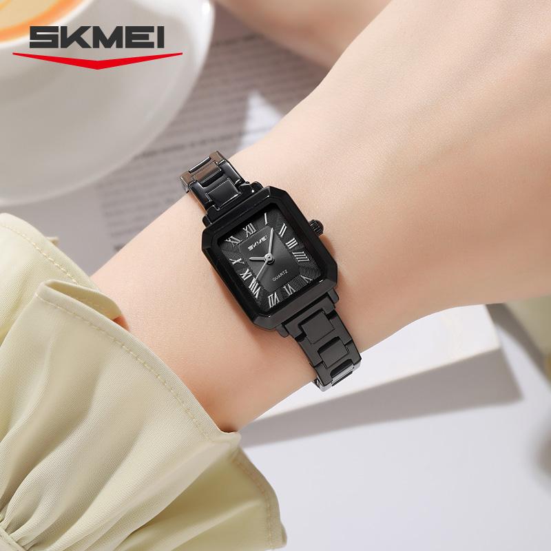 SKMEI 2582 Watch Waterproof Date Fashion Steel Strip Light Luxury Watches Montre Femme Exquisite Square Business Women's Quartz