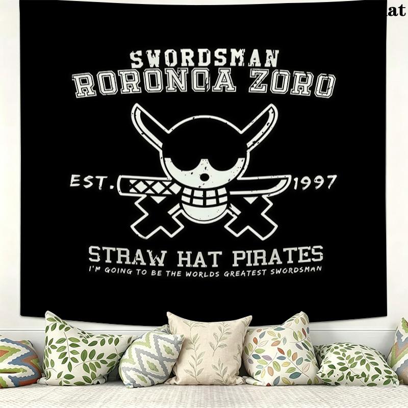 One Piece Roronoa Zoro Wall Tapestry Aesthetic Wall Hanging Printed Fabric Blanket Decorative Tapestries For Bedroom Living Room Home Decor