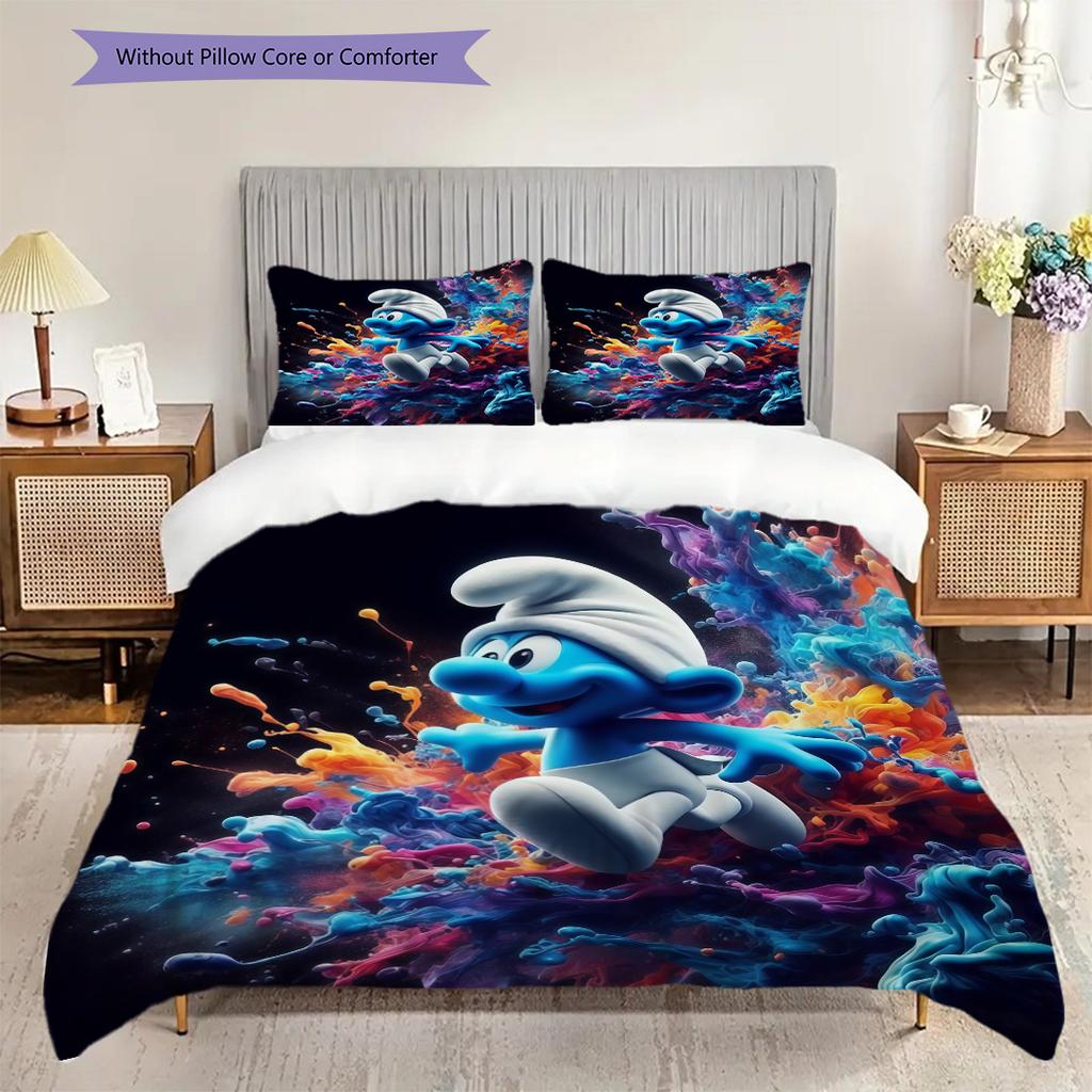 Magic Smurf Village Bedding 1 Duvet Cover 2 Pillowcase Without Core Soft And Comfortable Bedding Set Christmas Birthday Gift