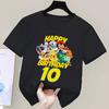 Pokemon Birthday Number T-shirt for Children Cartoon Figure Tee Top Pikachu Black Clothes New Kids Short Sleeve Clothing Gift