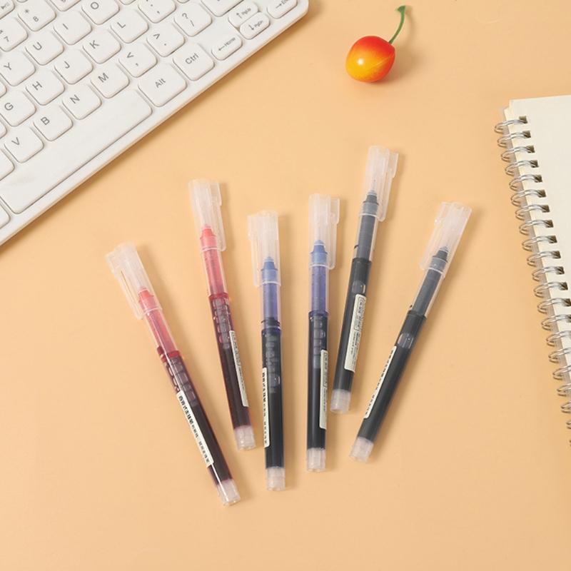 10Pcs/Pack Portable Rollerball Pen 3 Colors Optional Anti-Slip Pen Grip 0.5mm Needle Nib Office School Writing Supplies