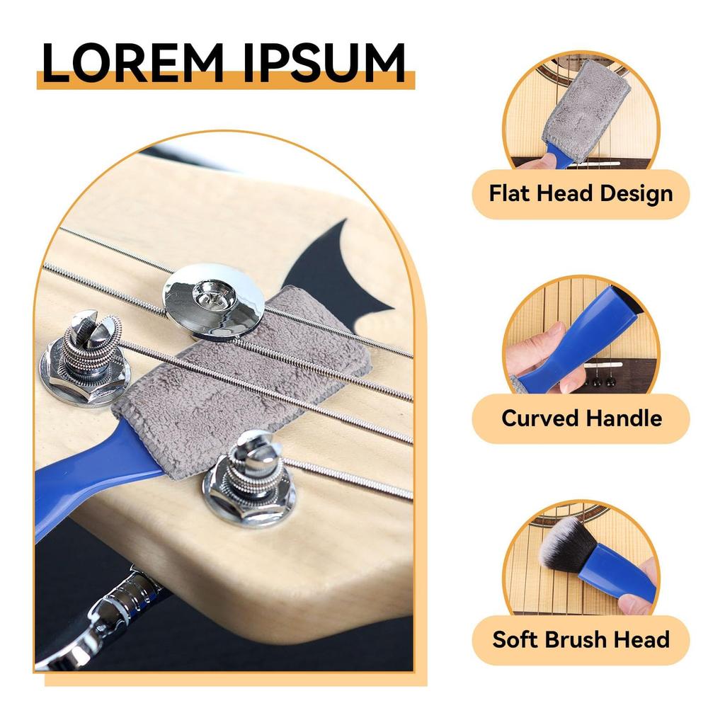 1PC Guitar Care Brush String Fingerboard Cleaning Dust Removal Brush, Double Head Musical Instrument Accessories