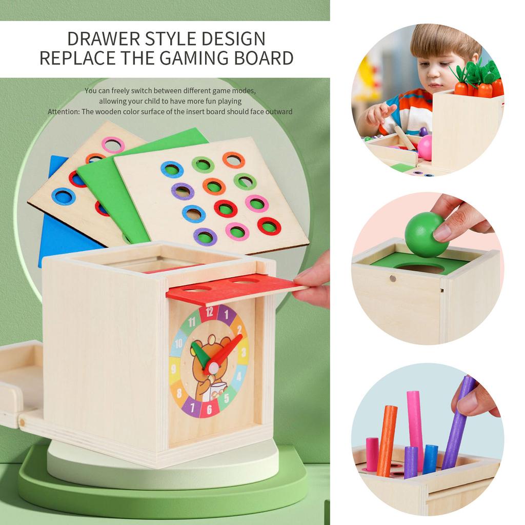 Six In One Coin Box Multi Functional Stick Pulling Carrot Preschool Building  Color Matching Intelligence Box Toy