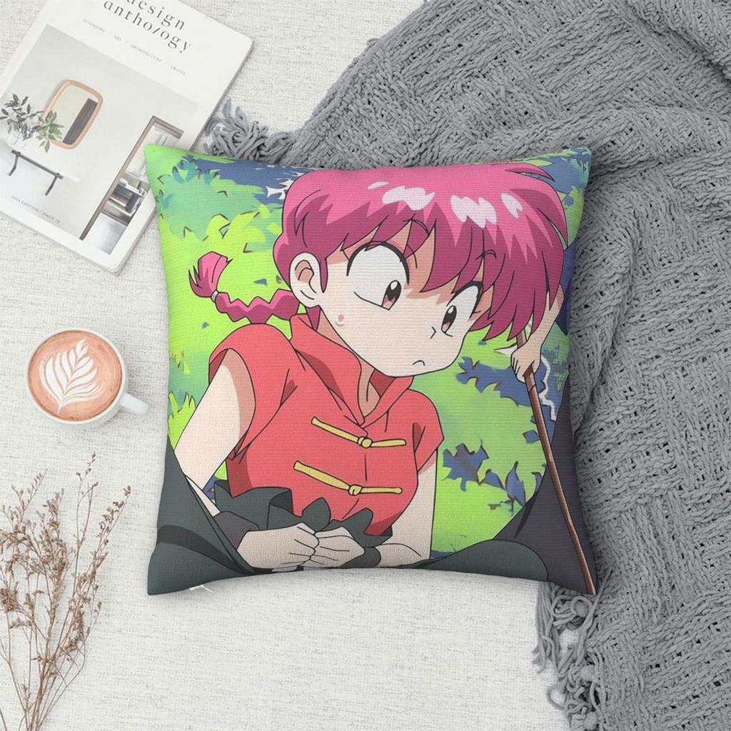 Anime Ranma Quadratischer Kissenbezug Kissenbezug Kissen Reißverschluss Dekorativ Komfort Wurfkissen für Zuhause Sofa