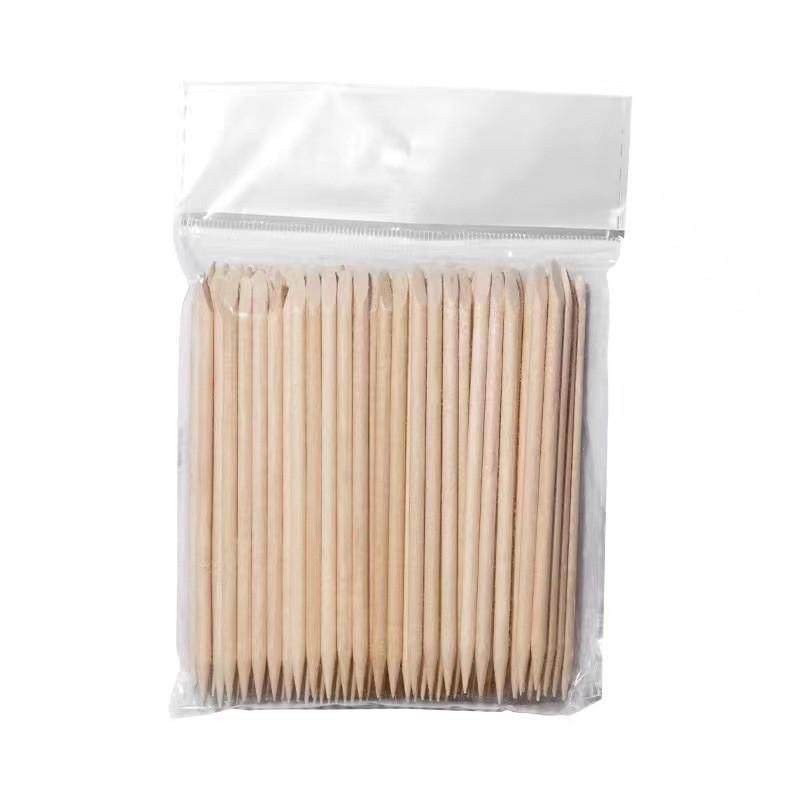 Nail Art Kit: 100 Orange & Beech Wood Sticks (11.4 Cm) for Nails and Cleaning