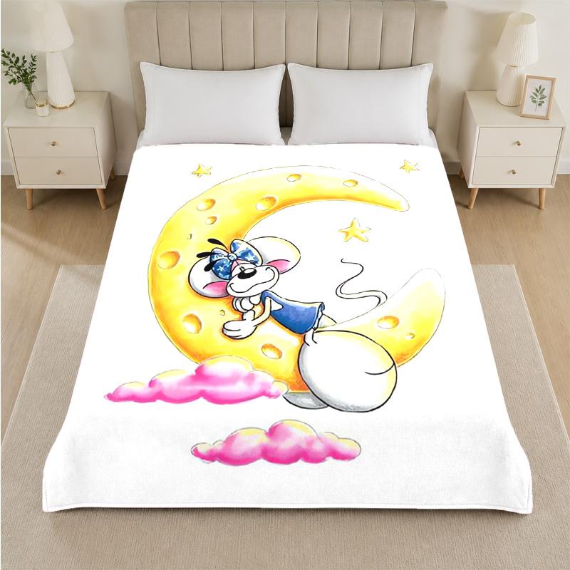 Coperta in Flanella con Stampa Diddl Calda e Accogliente Coperta Morbida in Peluche per Letto Divano Divano Uso Domestico Interno