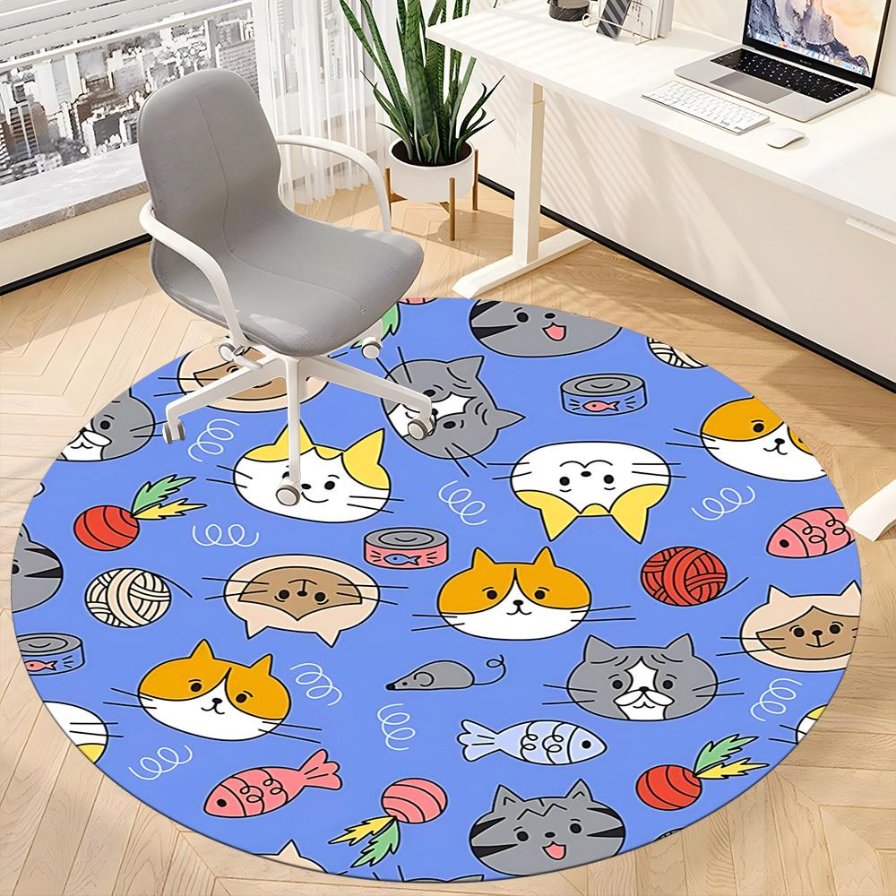 1PC Cat-themed Pattern Chair Carpet for Office, Indoor Non-Slip Washable Carpet, Soft Comfortable Mat For Office Room yy250930242
