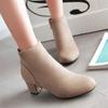 Fashion Spring Autumn Classic Flock Women Ankle Boots Fashion Female Boats Mujer Chunky Heels Comfortable Side Zip Short Bare Booties