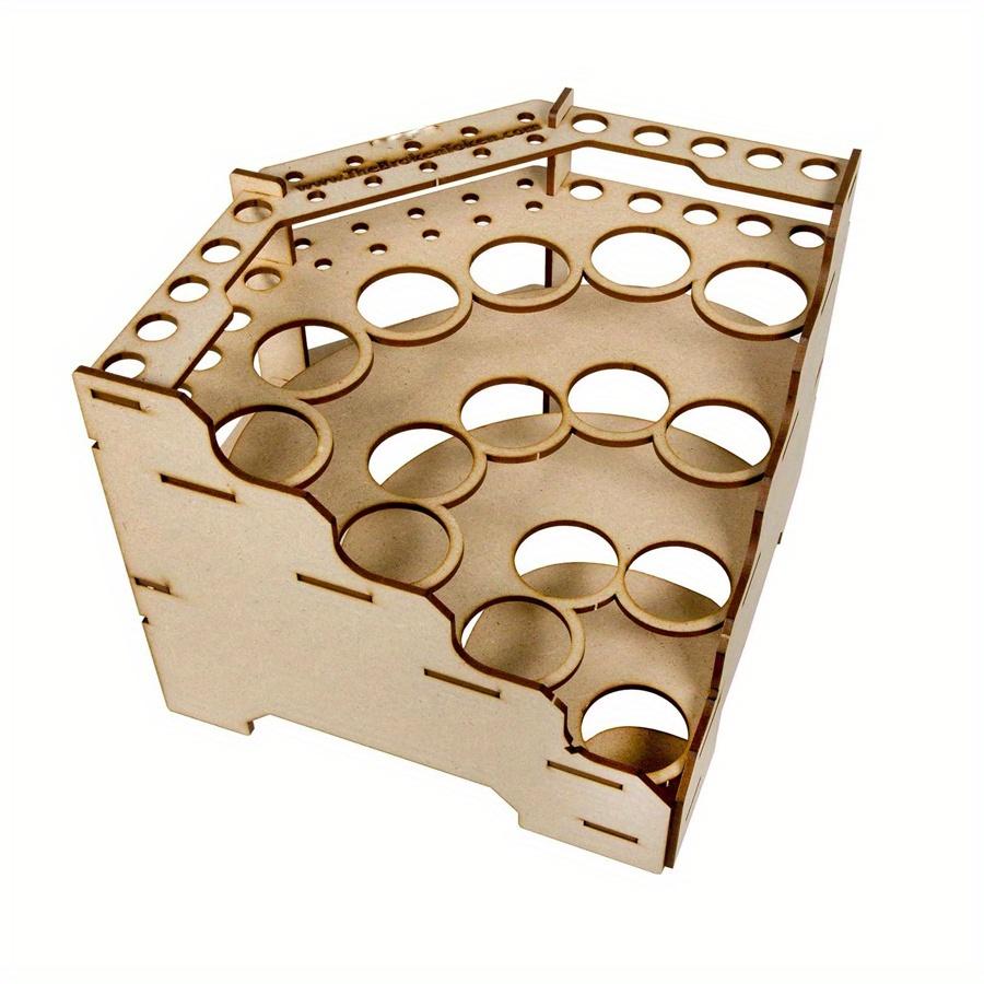 1pc 15/24 holes DIY Pigment Bottle&brush Wooden Storage Organizer Holder,Color Paint Ink Brush Stand Rackfor School&Home.