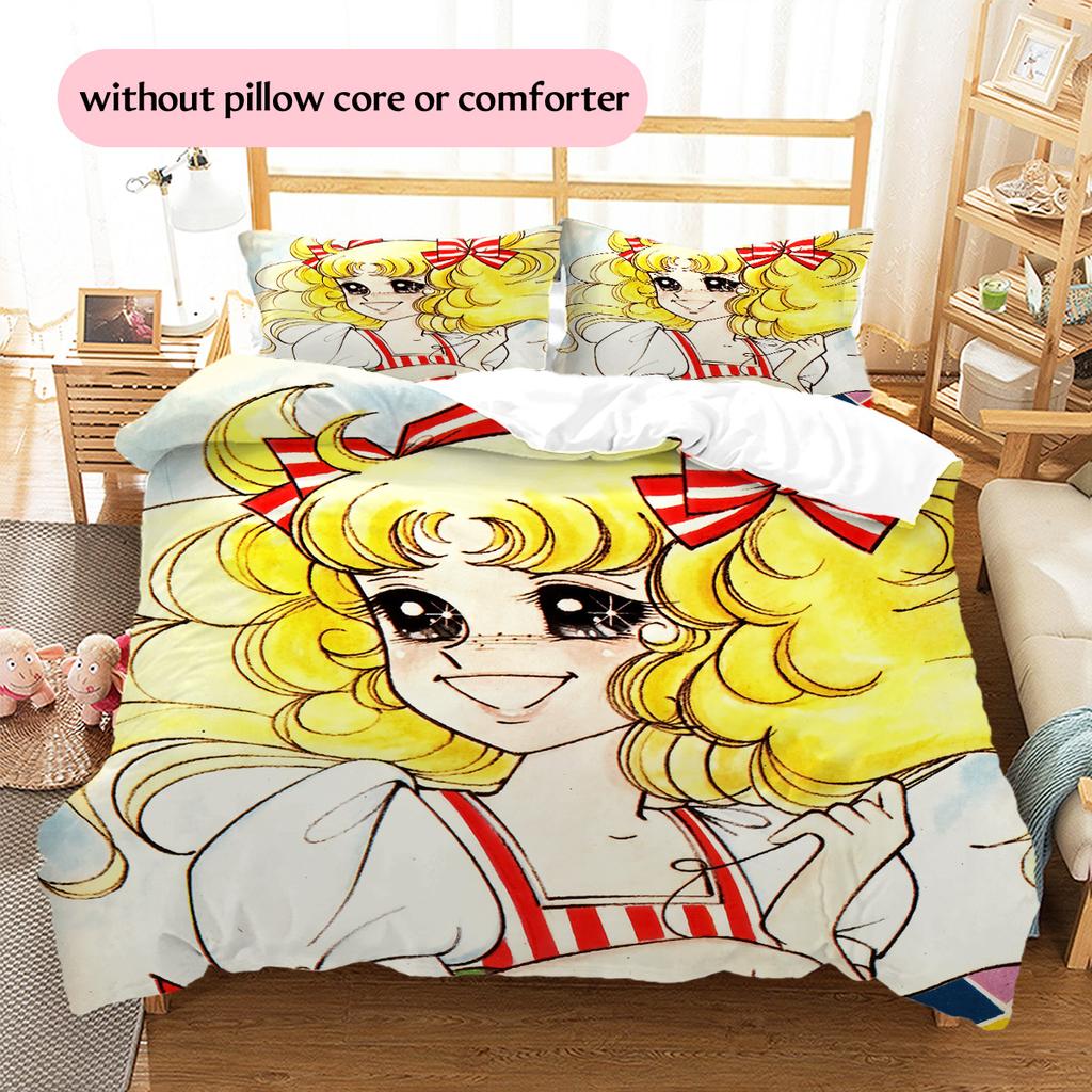 Candy Candy  Pattern Bedding Quilt Set  Home Decoration  Gift (1 * duvet cover + 2 * pillowcase  without core)